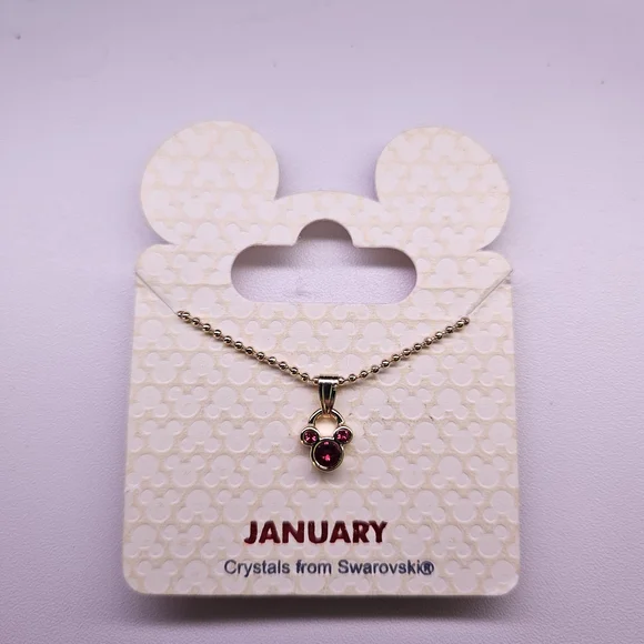 Swarovski Gold Mickey Pendant Necklace with Red Crystals - Picture 1 of 3